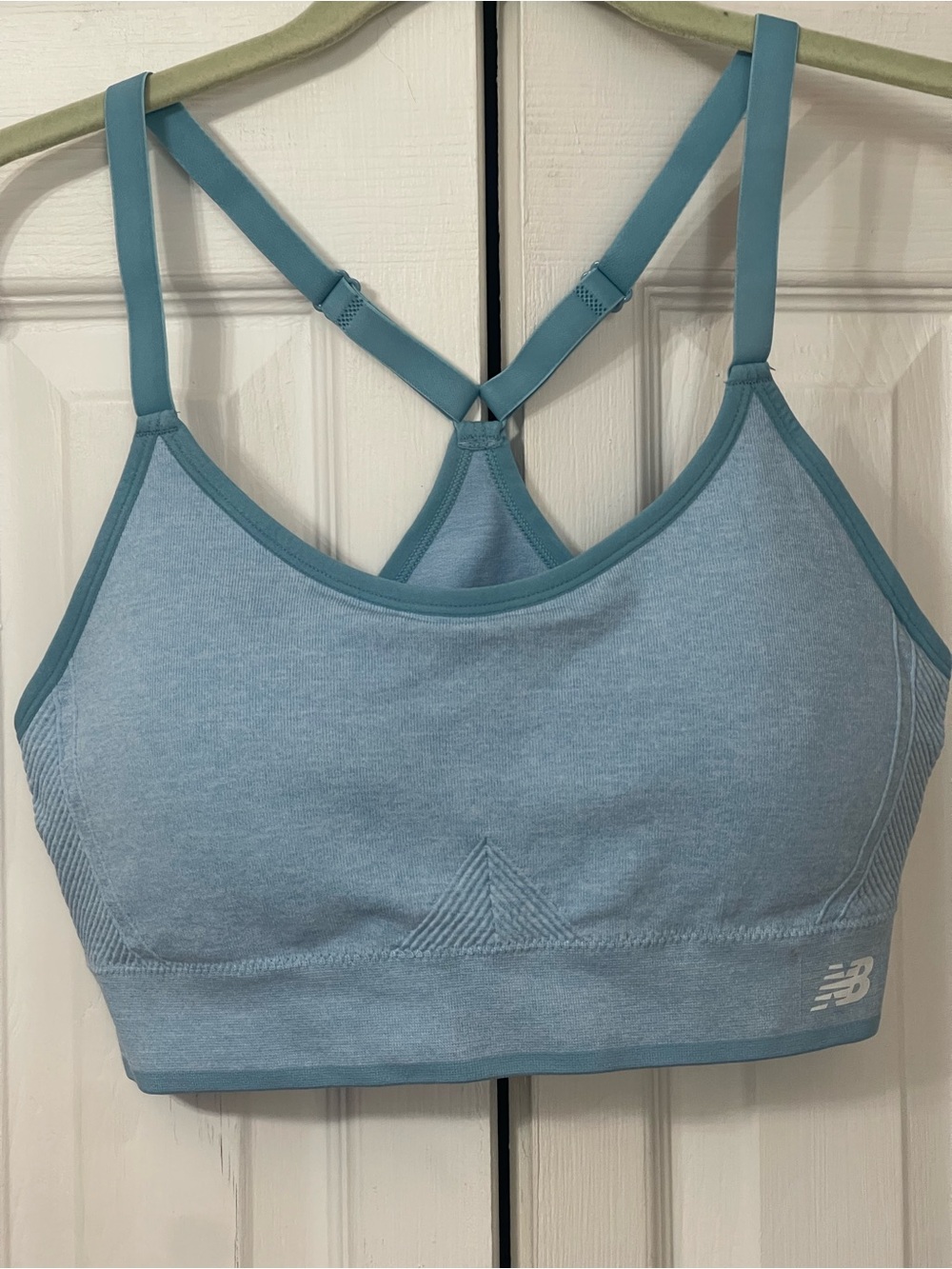 NWOT New Balance light blue Racerback seamless sports bra Size XL